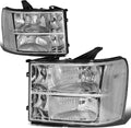 Headlight Assembly Compatible With 07-14 GMC Sierra - Clear Chrome