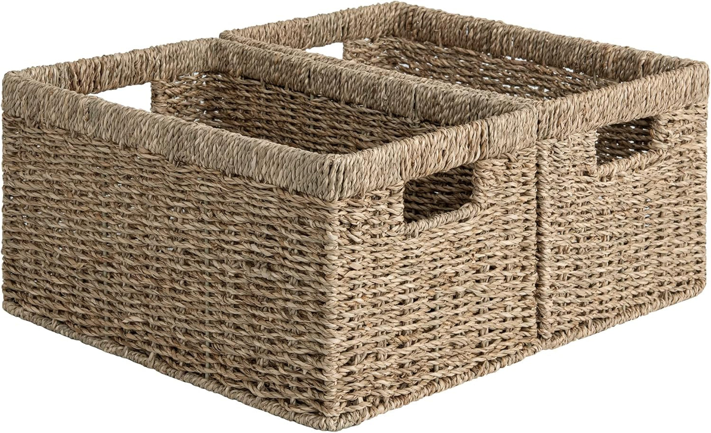 Medium Seagrass Storage Baskets for Organizing with Handles