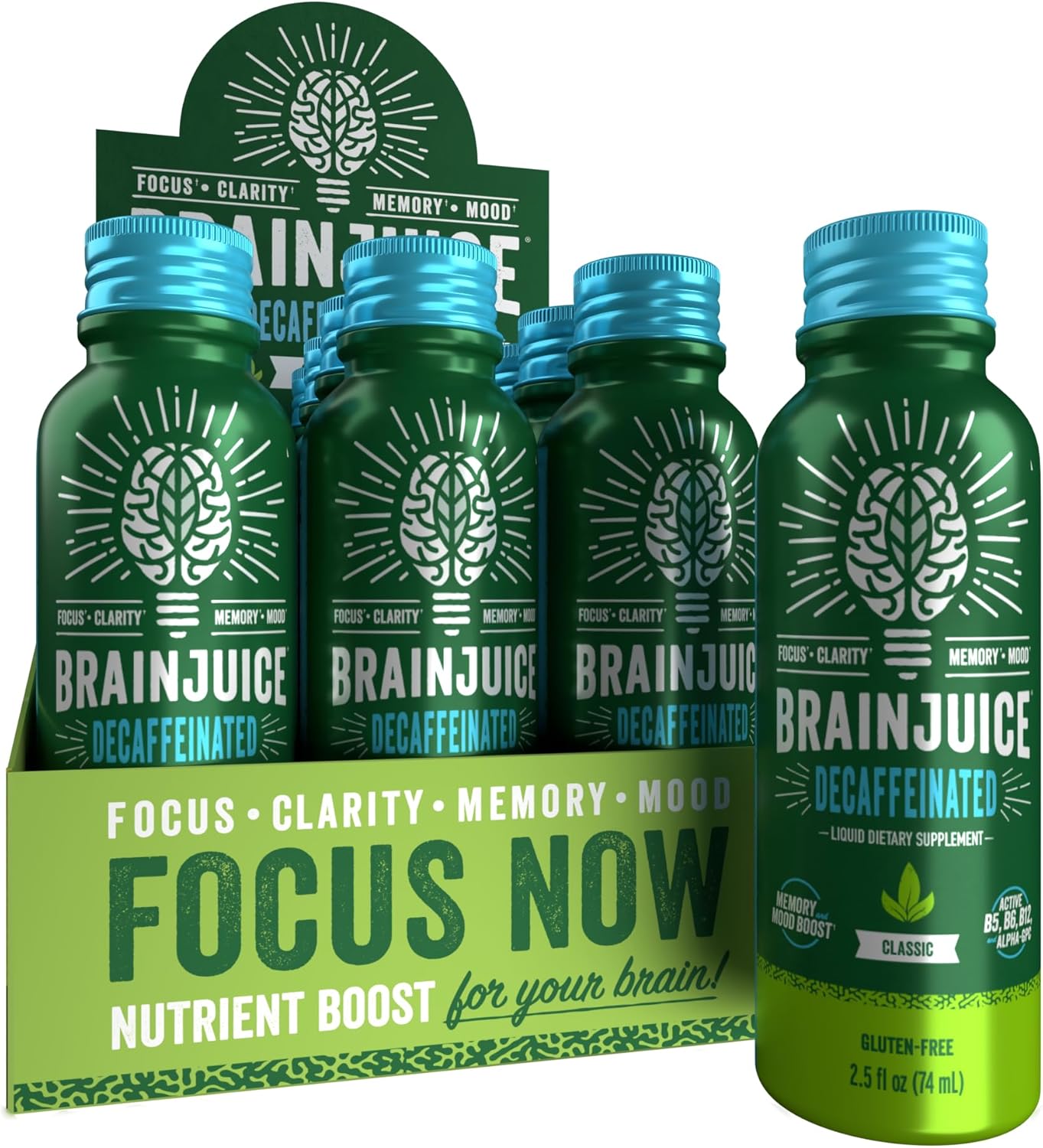 BrainJuice Decaf Brain Support Shot for Energy & Focus