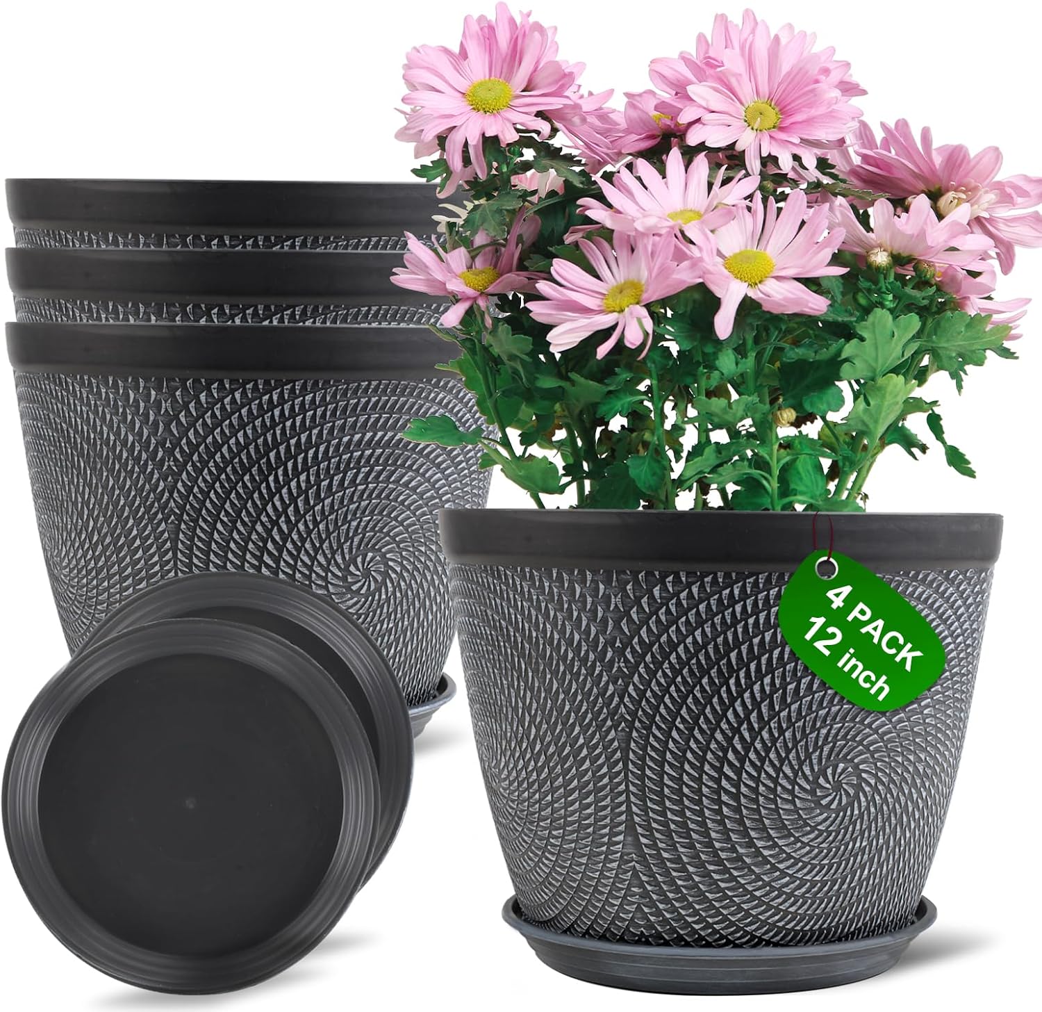 Quarut Large 12 Inch Plant Pot Set for Indoor and Outdoor Use