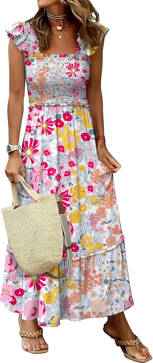 Womens Summer Sleeveless Maxi Dress for Casual Beach Wear