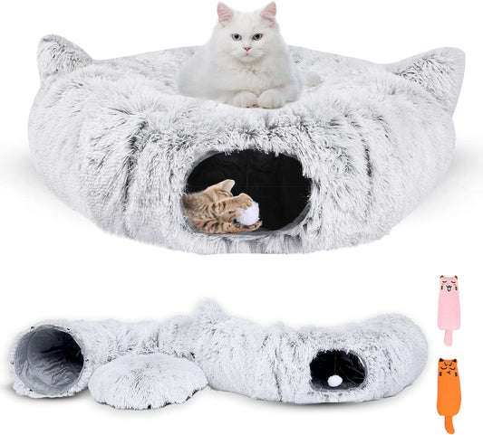 Cat Tunnel Bed Cave with Catnip Toys - 3-in-1 Cat Tunnels