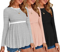 Ekouaer Maternity Tops 3 Pack Pleated Long Sleeve Tunics - Soft