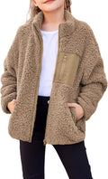 Girls Fleece Jacket Sherpa Full Zip Fuzzy Coat - Cozy Fall Winter