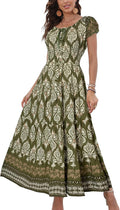 Boho Floral Maxi Dress - Flowy Summer Scoop Neck OSTOO