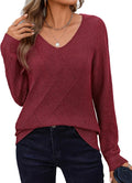 Womens Knit V Neck Pullover Sweater - Lightweight Fall Staple