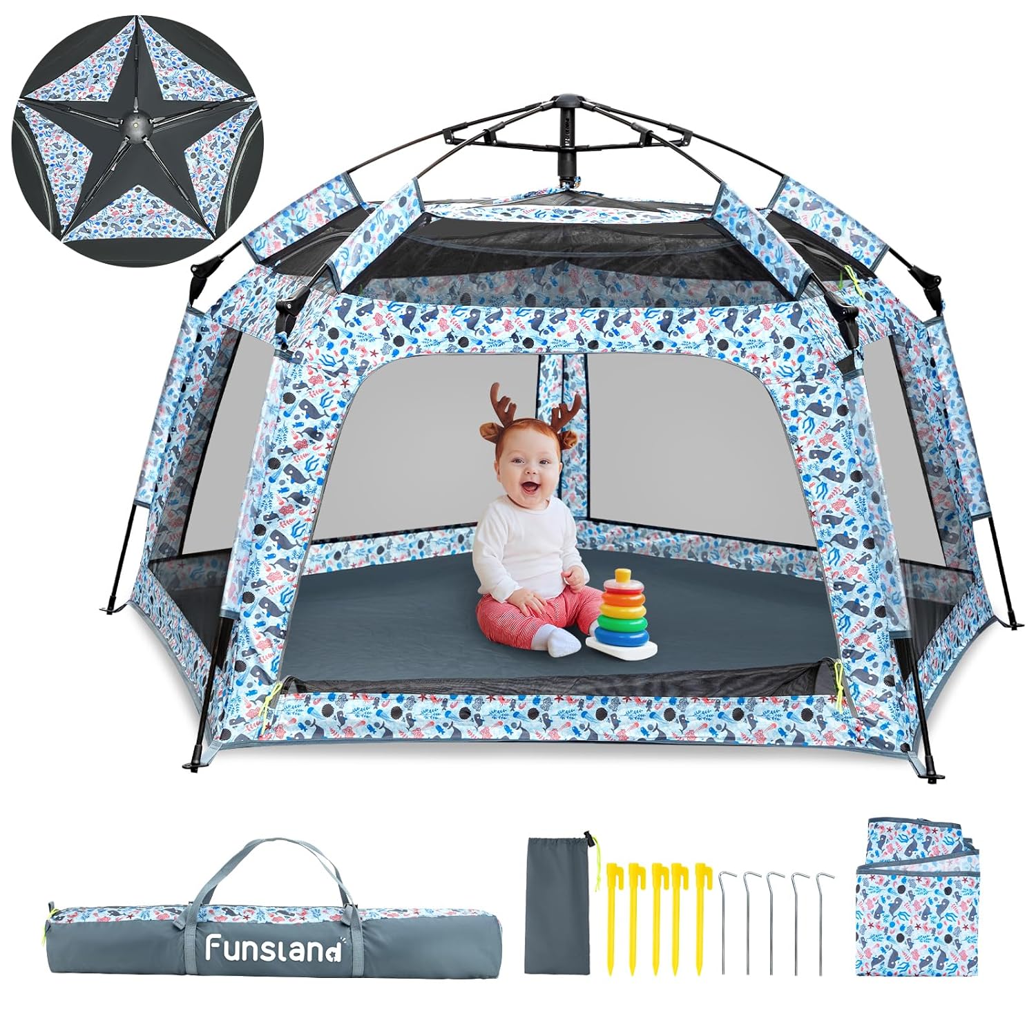 Portable Baby Playpen Pop-up Tent - Sun Shade for Beach & Indoor Fun