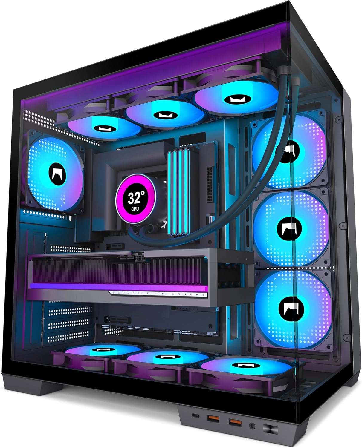 H1 ATX PC Case with 7 PWM ARGB Fans and Dual Cavity Design