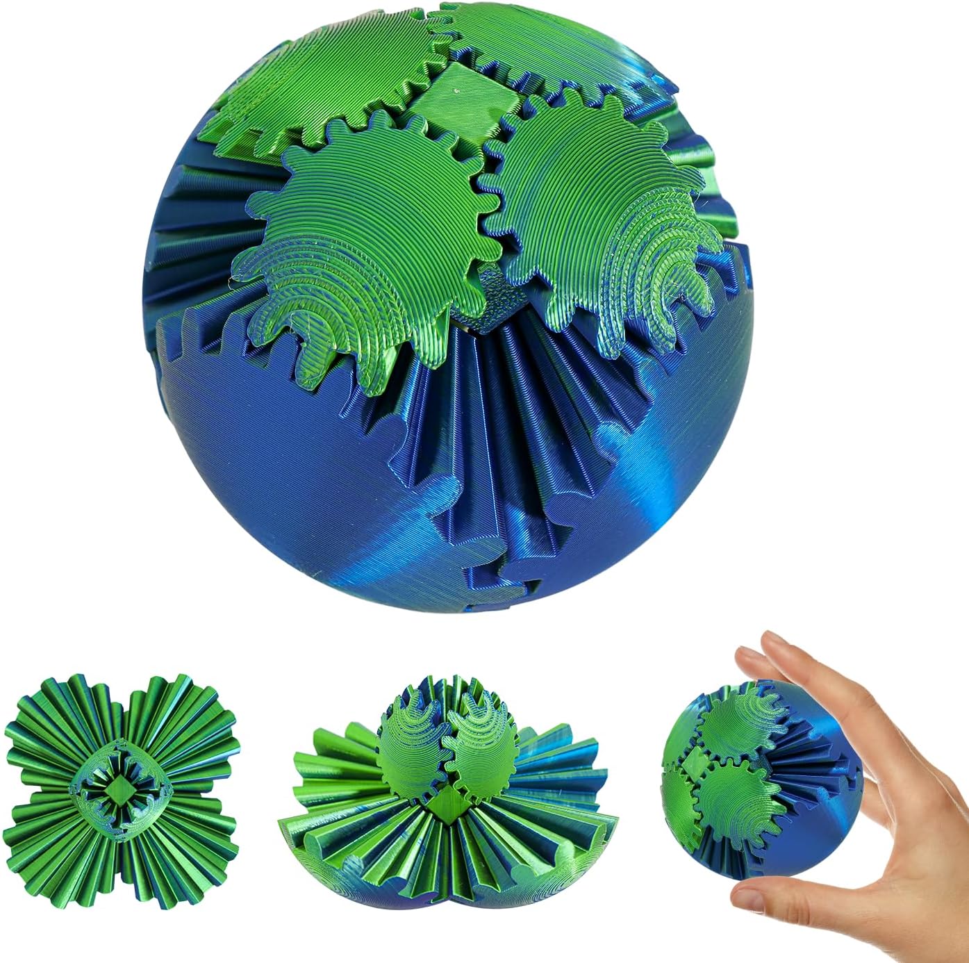 Stress-Relief Gear Ball Fidget Spinner - Blue/Green