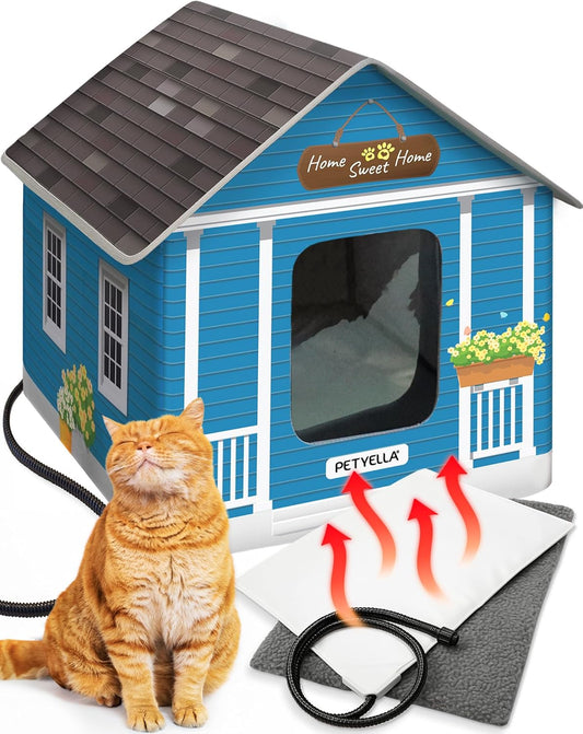 Deluxe Heated Cat House for Winter - Cozy & Weatherproof Shelter