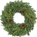 24 in Real Touch Lush Christmas Wreath with White Berries & Pine Cones