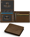 RUNBOX Wallet for Men Slim RFID Leather with 2 ID Windows - Gift Box
