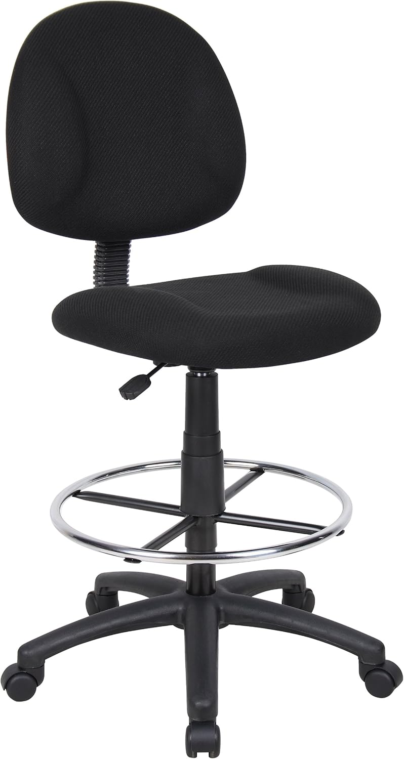 Boss Ergonomic Drafting Chair: Armless Comfort in Black