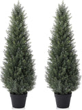3FT Artificial Cedar Topiary Trees for Outdoors Set of 2 - Porch Ready