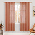 Terracotta Linen Boho Curtains 78 in Length - Light Filtering Panels