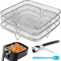 Air Fryer Accessories 8in Square 3-Stack Dehydrator Racks - Fits 5.8