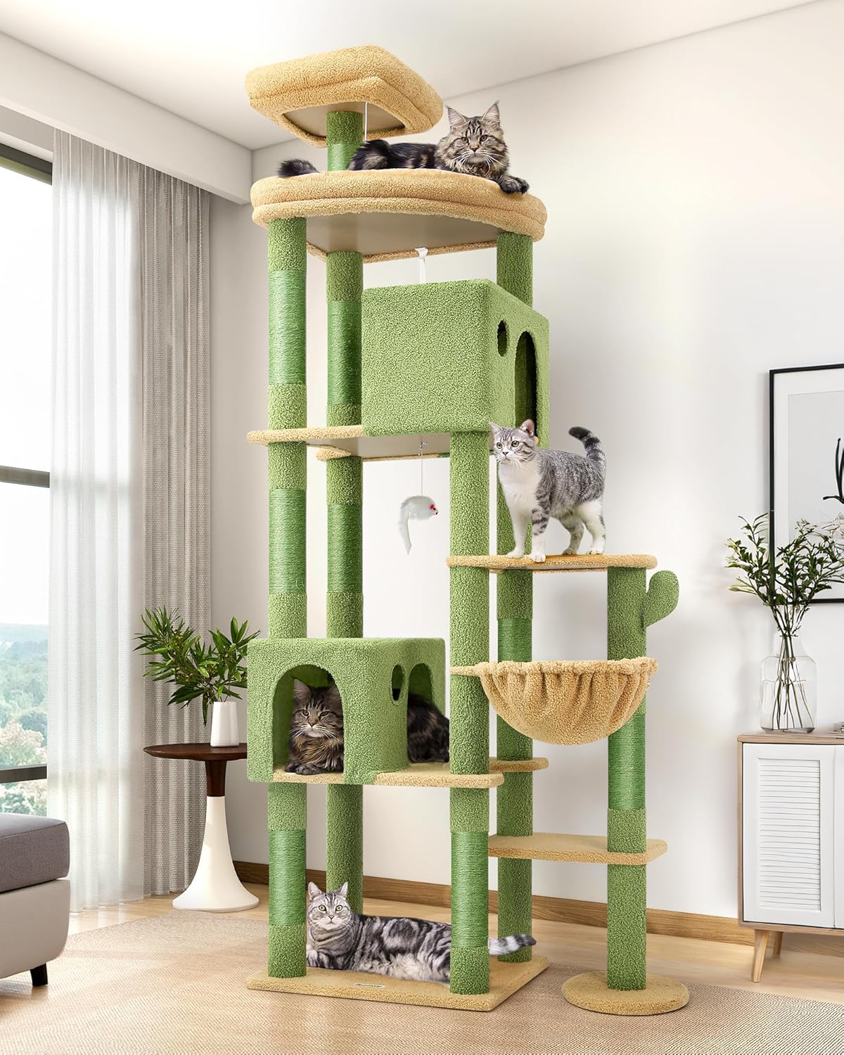 Giant Cat Tree for Indoor Cats with Spacious Condos and Stability