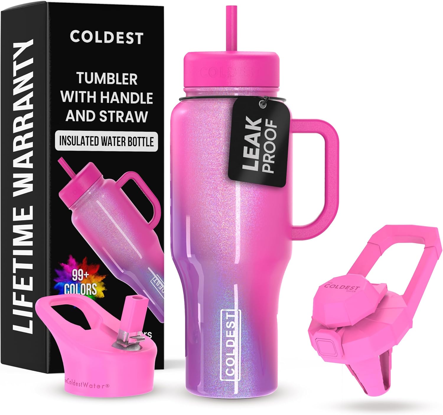 Coldest Tumbler with Handle and Straw - 36 oz Insulated Cup