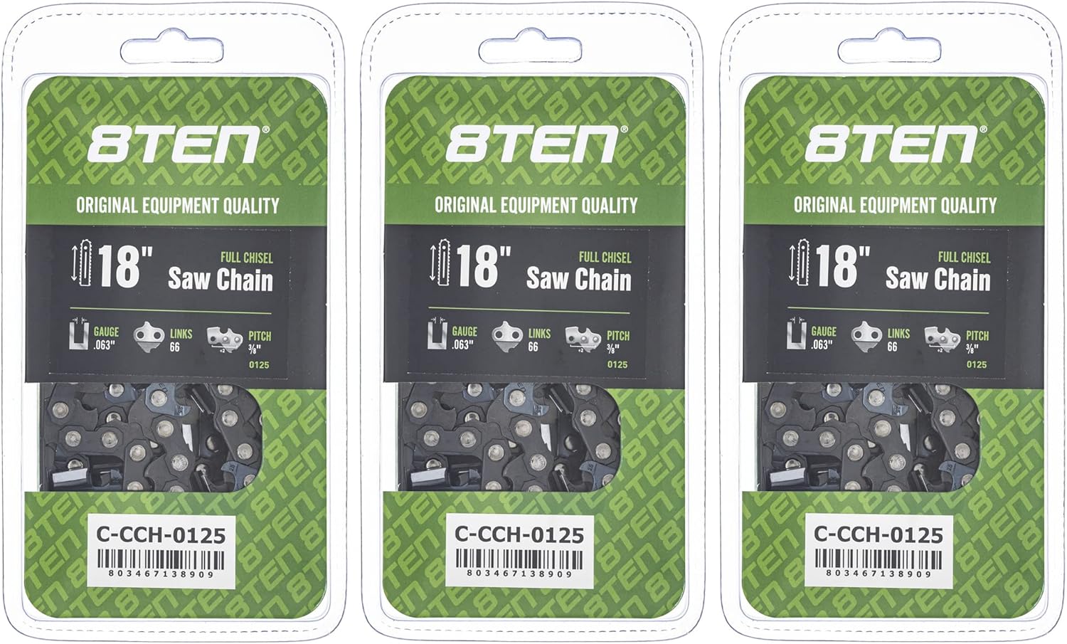 8TEN Full Chisel Chainsaw Chain 18 Inch for Stihl Models