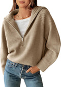 Womens Quarter Zip Pullover V Neck Sweater - Cozy Fall Staple