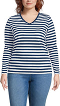 Women's Relaxed Supima Cotton Long Sleeve V-Neck T-Shirt - Soft Supima
