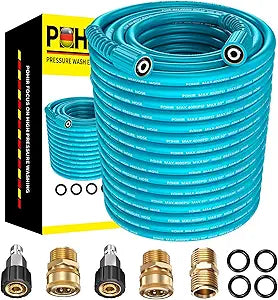 POHIR 100ft Pressure Washer Hose - Kink Resistant & Durable