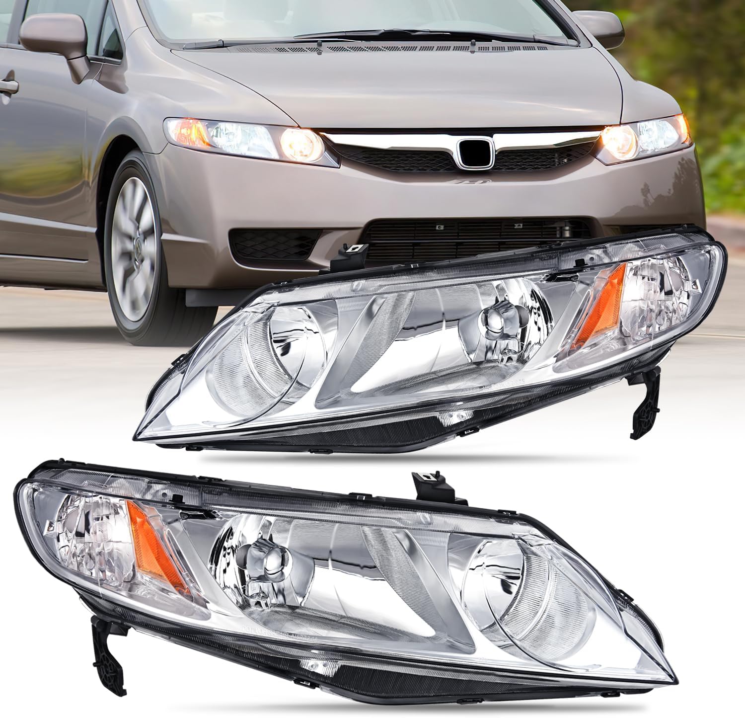 Nilight Headlight Assembly for 2006-2011 Honda Civic 4 Door