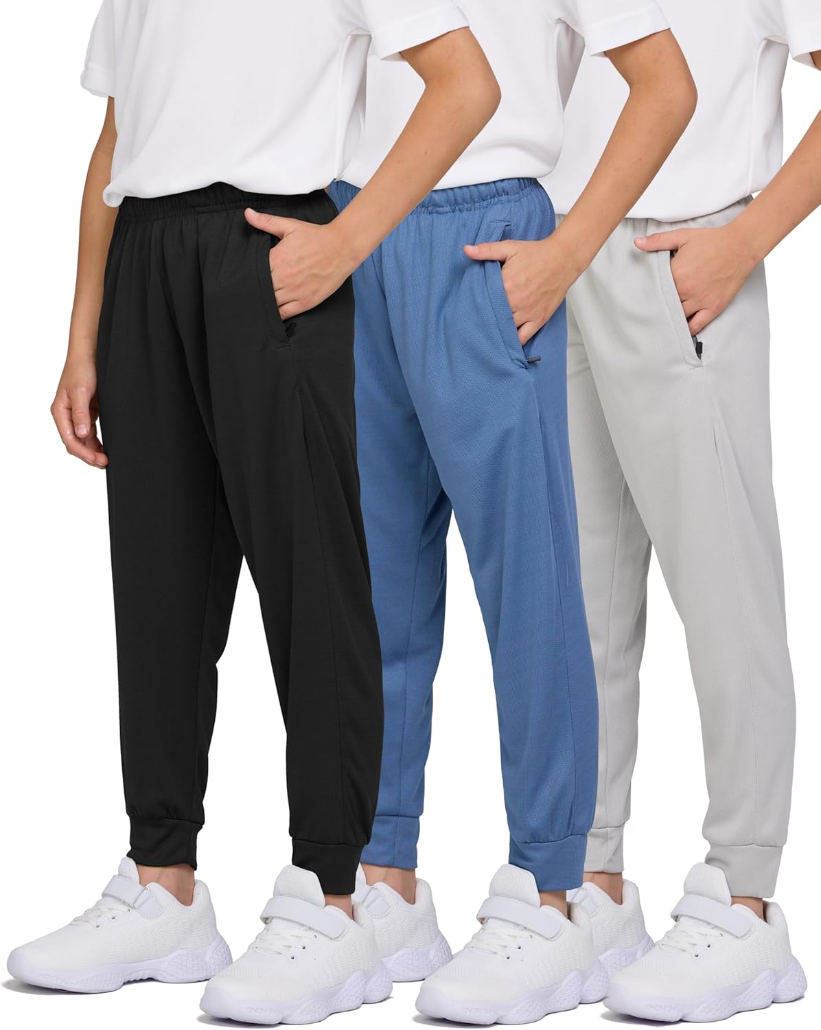 PURE CHAMP Boys Sweatpants 3 Pack Lightweight Quick-Dry Pants