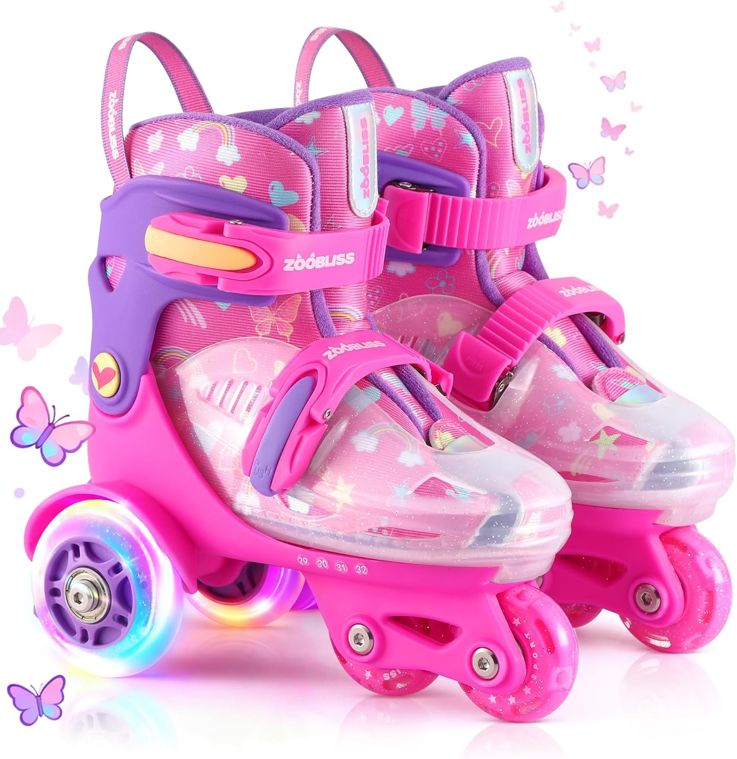 Kids Roller Skates for Beginners with Light-Up Wheels & Sizes