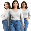 Emmalise Women's V-Neck Long Sleeve Top in Junior and Plus Sizes