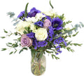 Azure Blue White Lavender Fresh Flower Bouquet with Vase