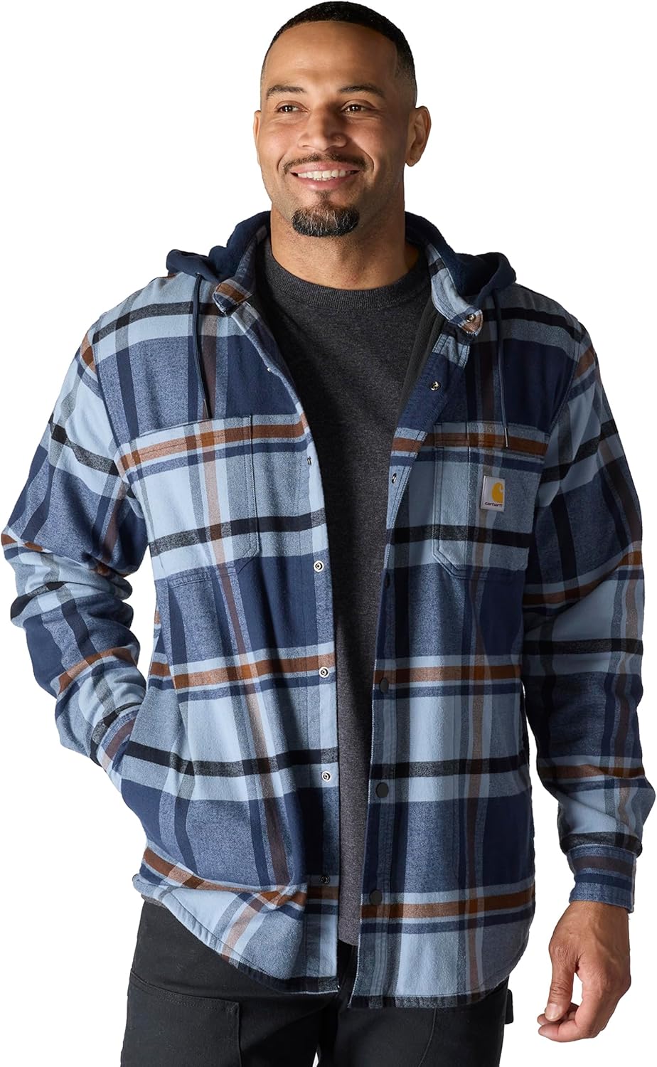 Carhartt Men's Rugged Flex Relaxed Fit Flannel Hooded Shirt Jac