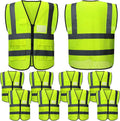 Reflective Safety Vests 10-Pack with Pockets and Zipper - High