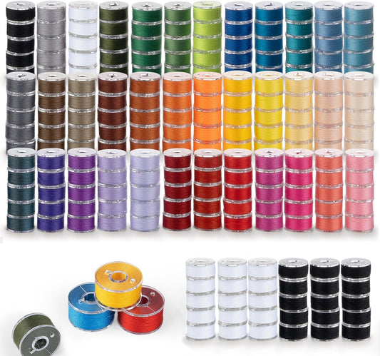 210 Pcs Pre-Wound Bobbin Thread | 36 Colors Polyester Spools | For Sewing & Embroidery