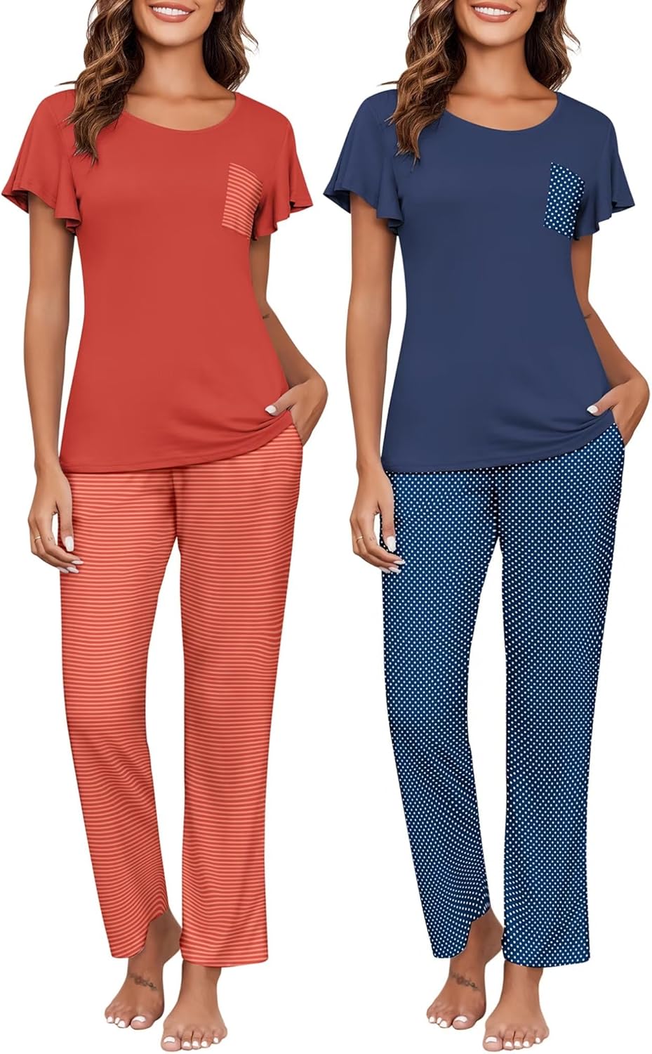 Ekouaer Womens Pajama Sets Soft Sleepwear with Pockets