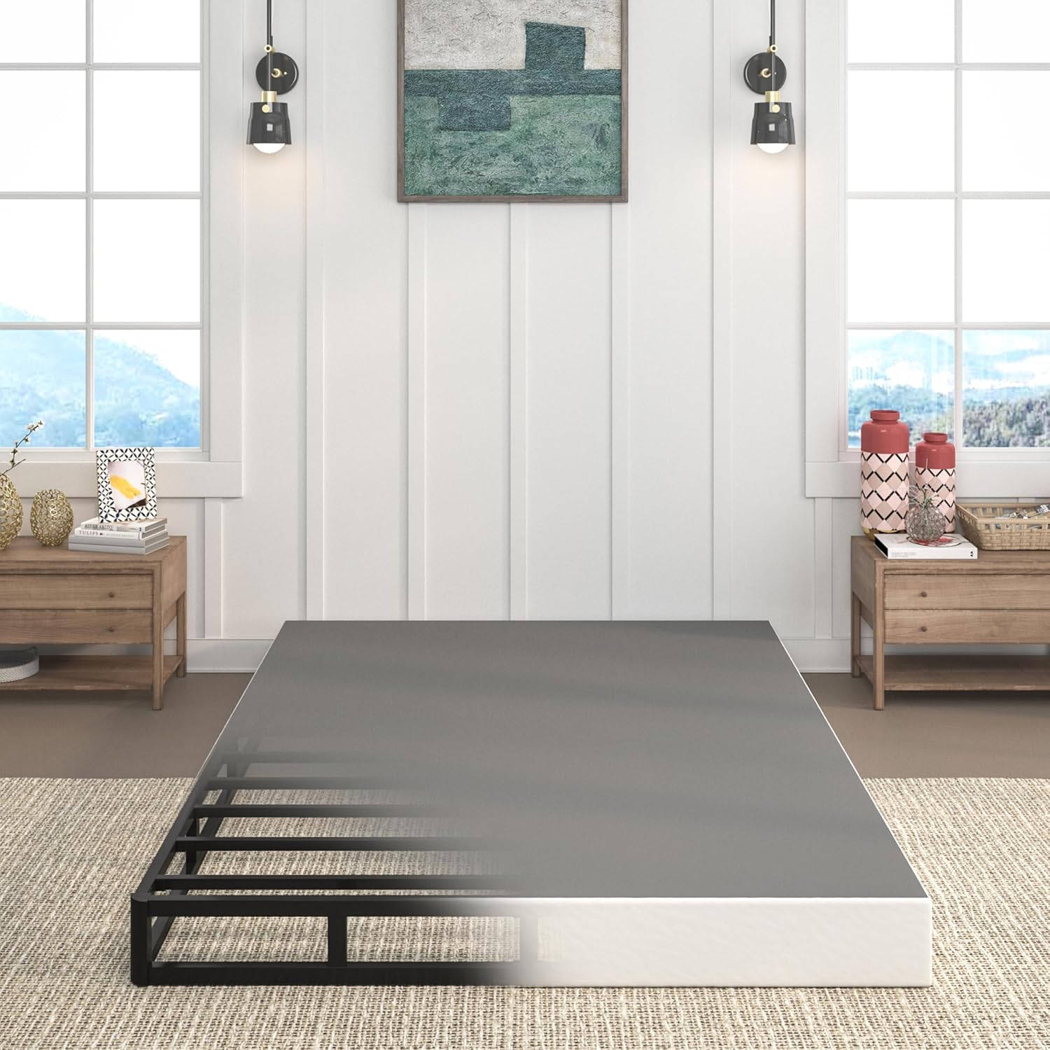7 Inch Box Spring Full Size Bed with Heavy Duty Metal Frame