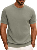 Mens Classic Crewneck Knit Tee - Comfortable Casual Short Sleeve