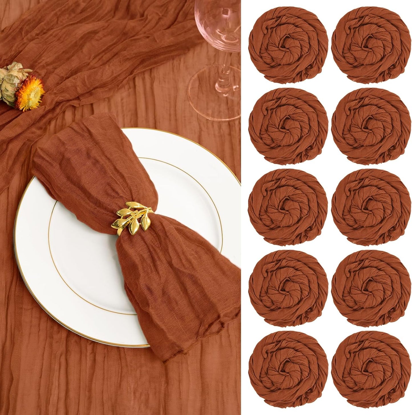 60 Pack Terracotta Gauze Cheesecloth Napkins for Events