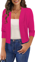 Women's 3/4 Sleeve Cropped Cardigan Sweater Bolero Shrug - Sleek