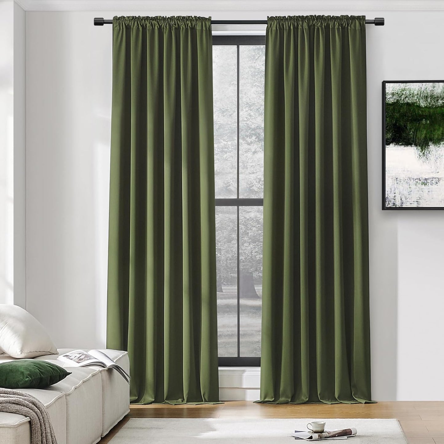 DONREN 108 inch Extra Length Blackout Curtains for Villa Bedroom