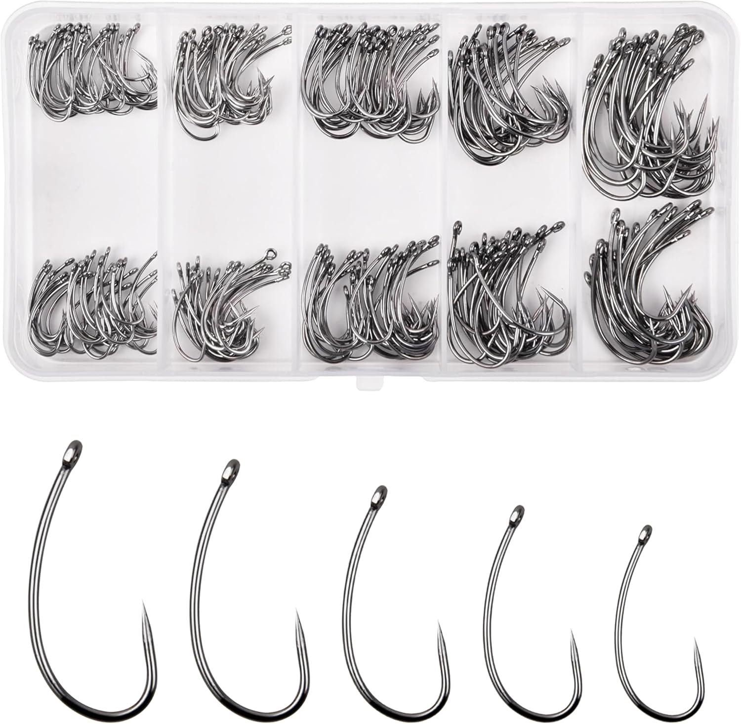 SILANON 250pc Barbless Fishing Hooks Kit - Hair Rig & Fly Tying Circle Hooks