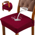 Waterproof Seat Covers for Dining Chairs - Wine Red, 6 Pcs