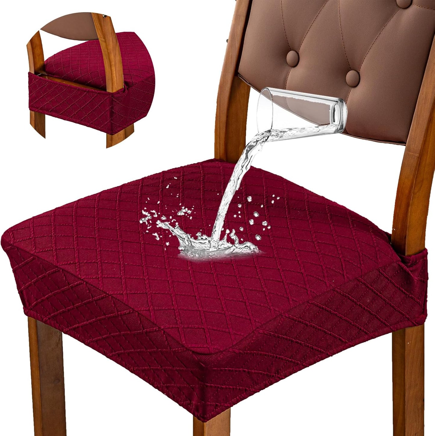 Genina Waterproof Seat Covers for Dining Room Chairs - 6 Pcs