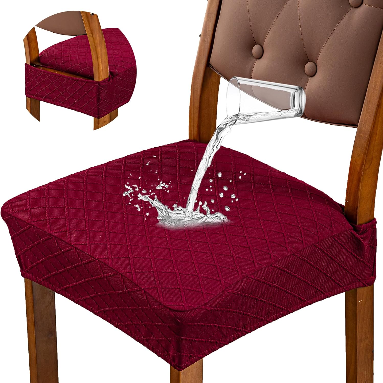 Genina Waterproof Seat Covers for Dining Room Chairs - 6 Pcs