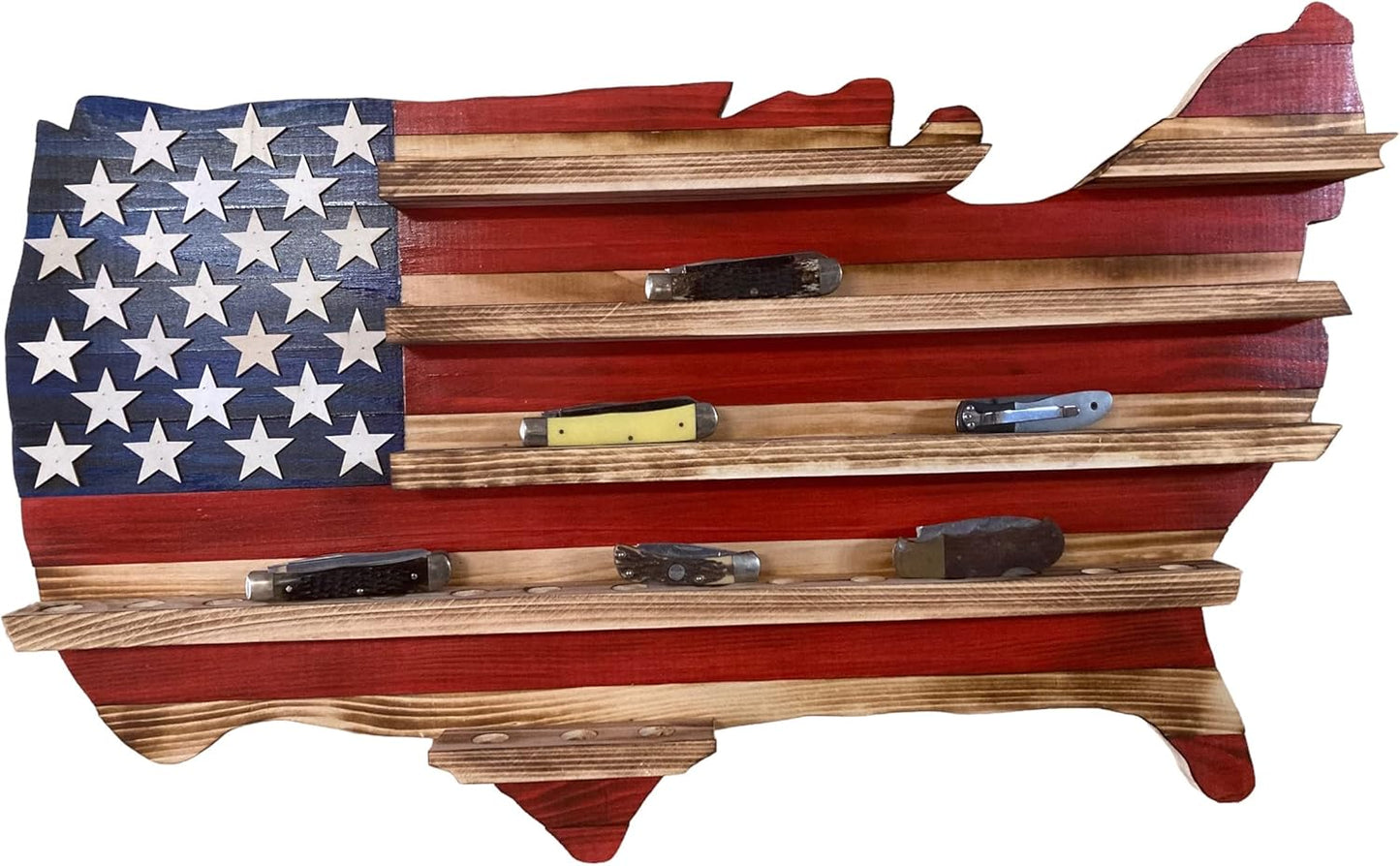 Rustic American USA Flag Knife Display Case for Collectors