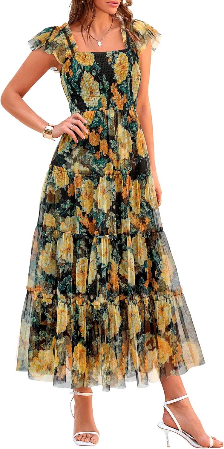 PRETTYGARDEN Women's Summer Tulle Midi Dress for Any Occasion