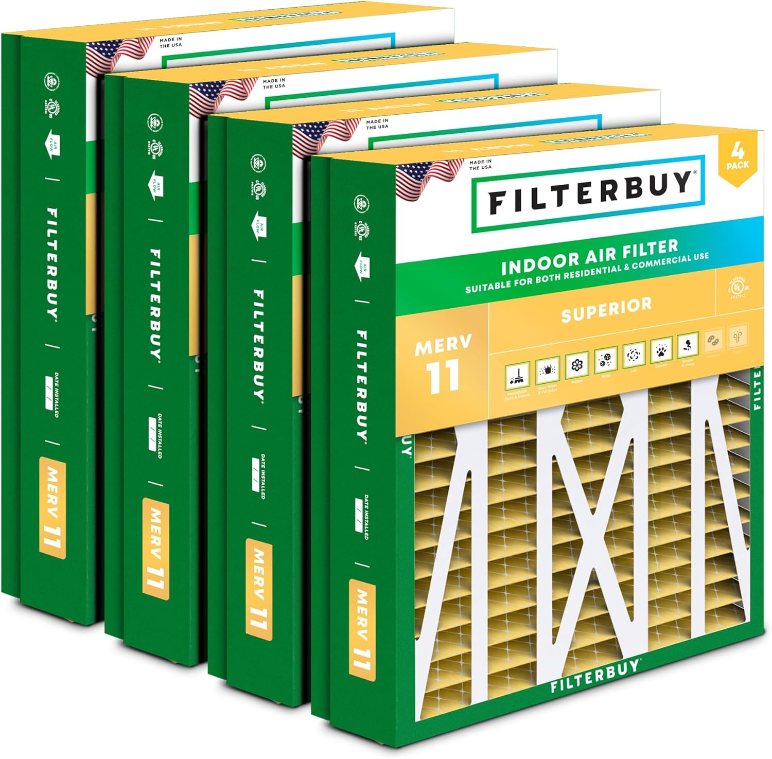 Filterbuy 24.5x27x5 Air Filter MERV 11 for Allergen Defense