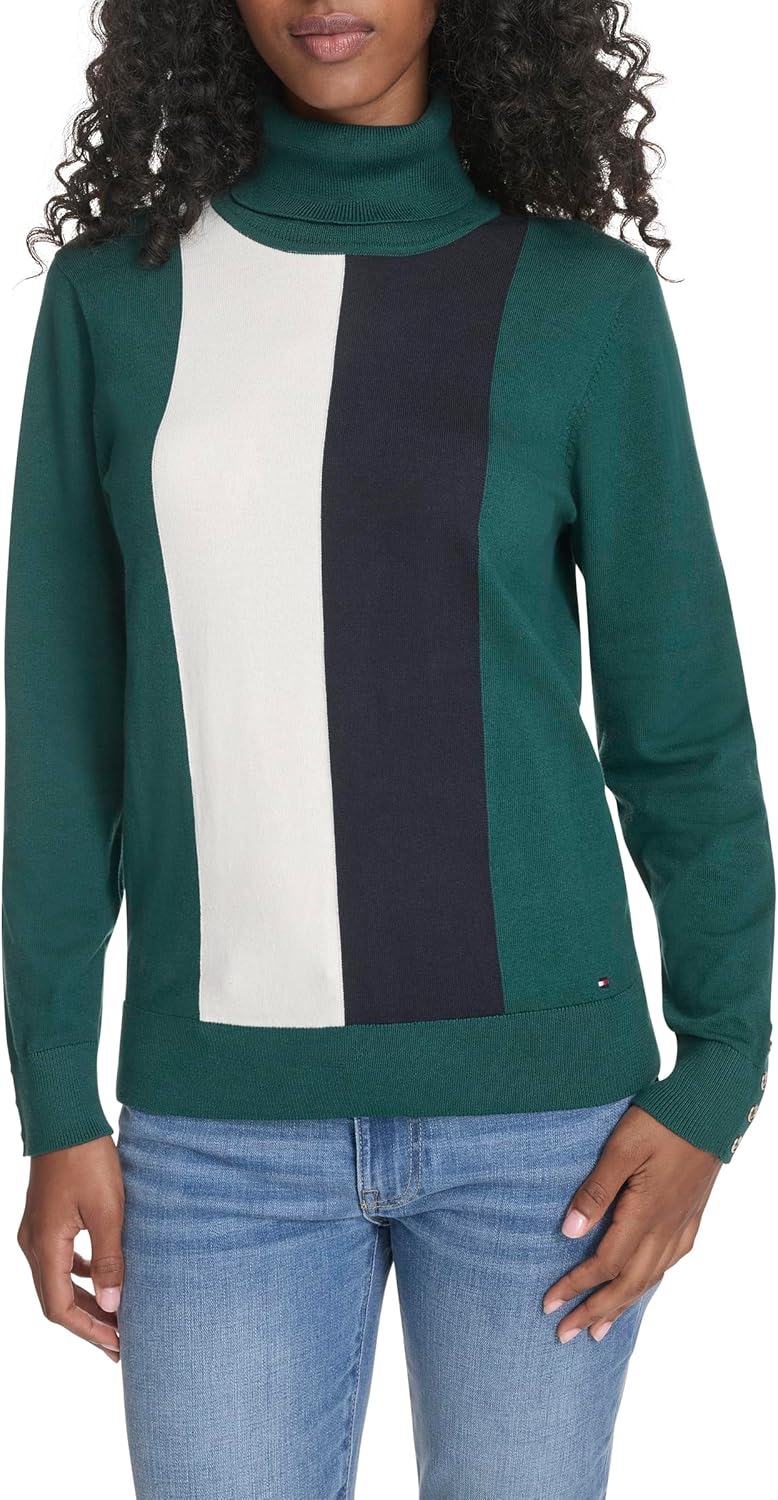 Tommy Hilfiger Womens Long Sleeve Cotton Turtleneck Sweater