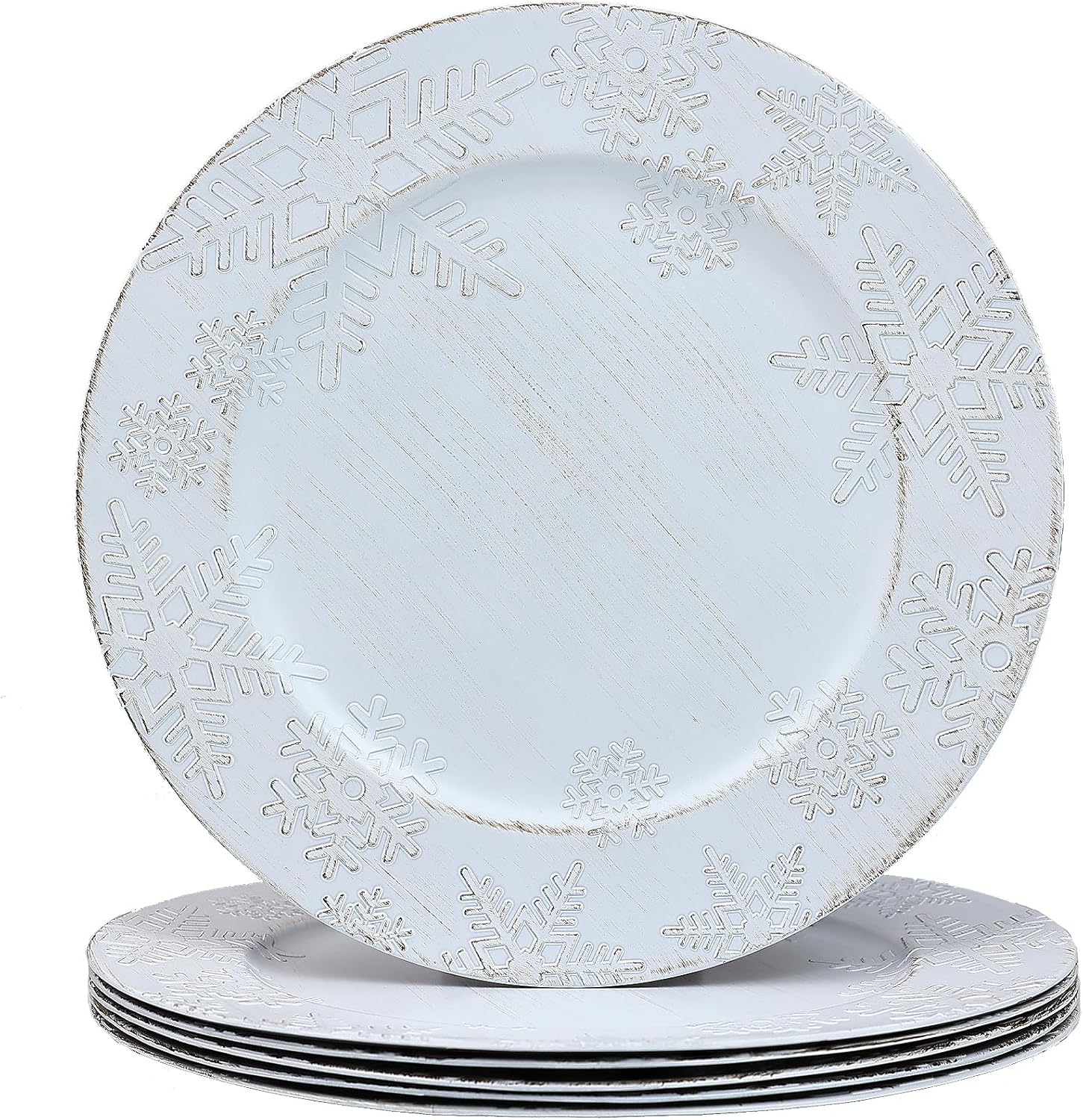 Spsyrine Christmas Snowflakes Charger Plates Set of 6 for Dining
