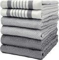 Absorbent Cotton Kitchen Towels 20x28 in 6 Pack - Grey Striped